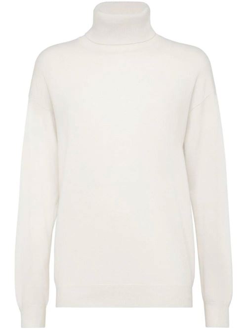 Maglione in cashmere bianco con collo a lupetto Brunello Cucinelli | M12150103C159